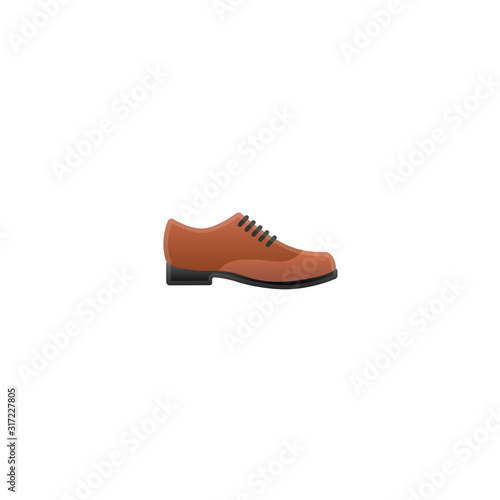 Man’s Shoe Vector Icon. Isolated Brown Leather Inspector Shoe Emoji, Emoticon Illustration