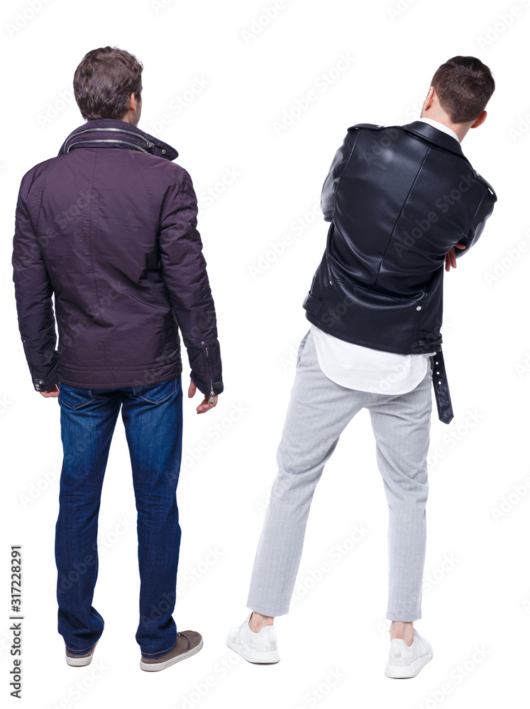 Back view of couple in winter jacket. Back view of couple in winter jacket.
