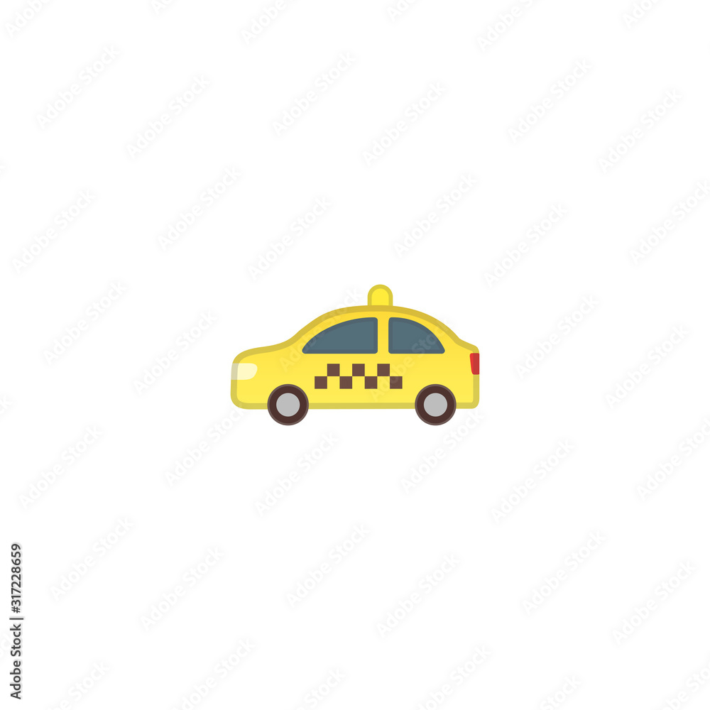 Taxi Car Vector Icon. Isolated Passenger Taxi Automobile Emoji, Emoticon Illustration