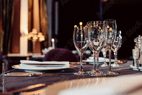 luxury tableware beautiful table setting in restaurant