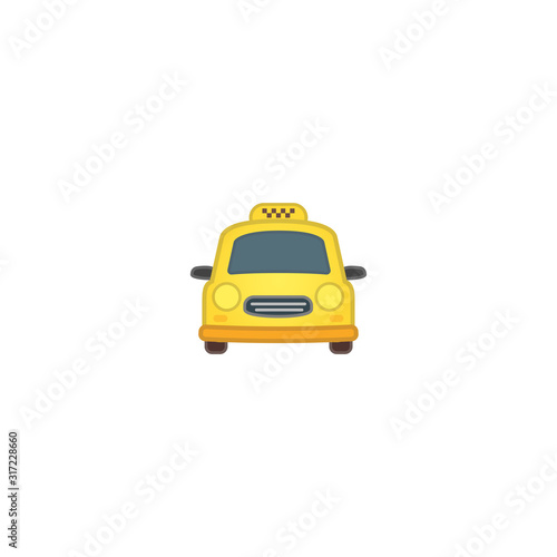 Oncoming Taxi Car Vector Icon. Isolated Taxi Automobile Emoji, Emoticon Illustration