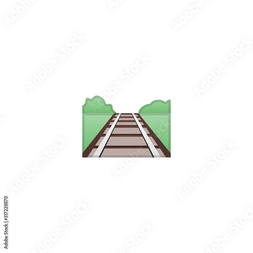 Railway Track Vector Icon. Isolated Railroad Cartoon Style Emoji, Emoticon Illustration