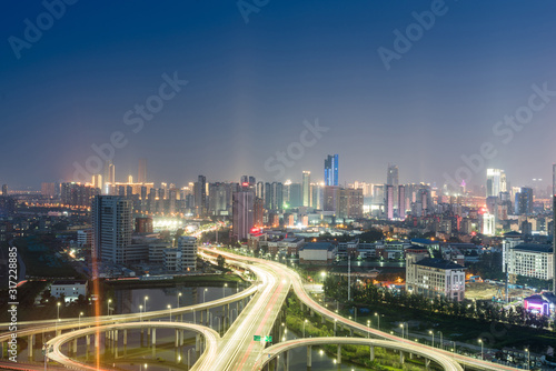 shanghai interchange overpass and elevated road in nightfall © gjp311