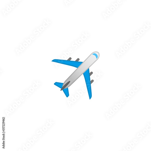 Airplane Vector Icon. Isolated Passenger Plane Cartoon Style Emoji, Emoticon Illustration