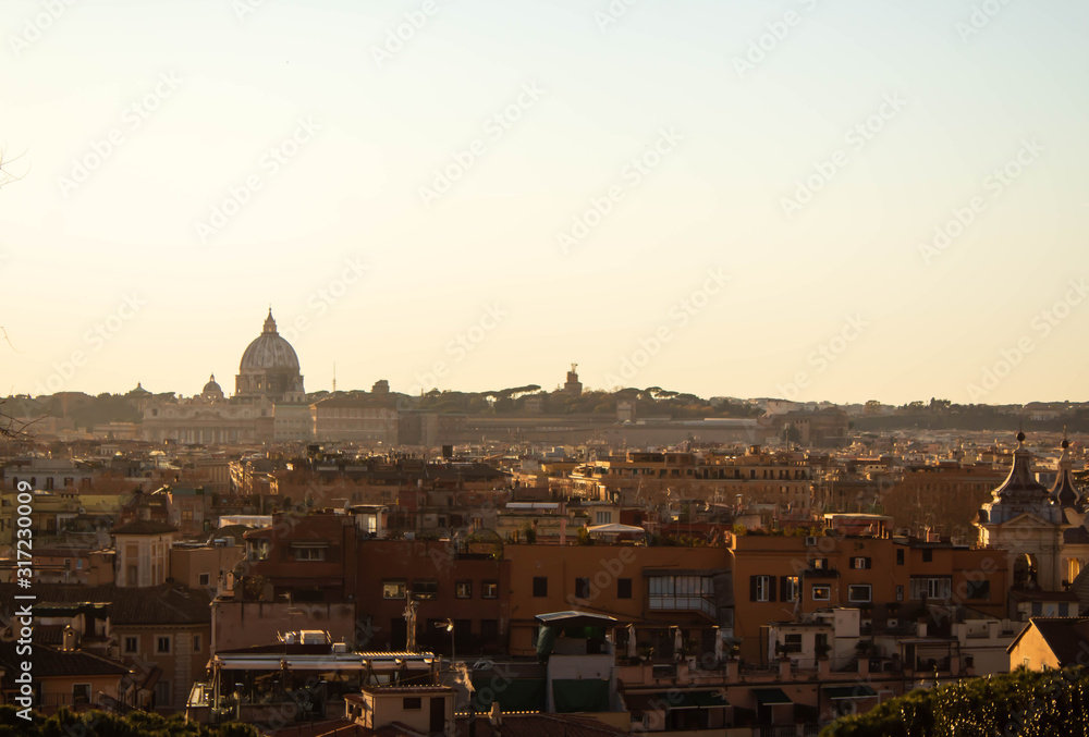 Panoramic view of historic center of Rome, Italy