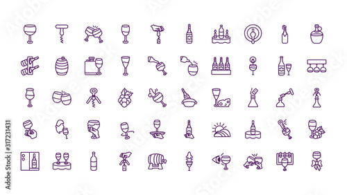 Isolated wine icon set vector design