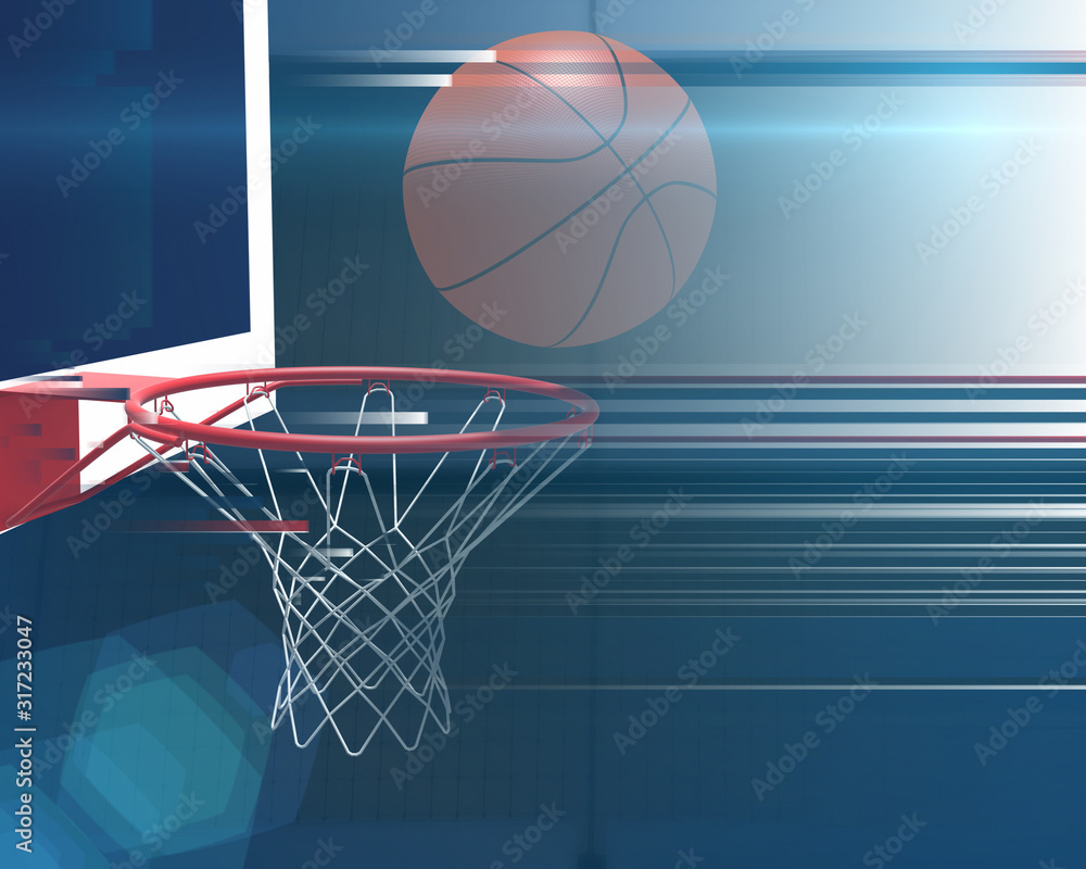 Abstract sports  background with basketball backboard and ball from lines. Futuristic sport concept.