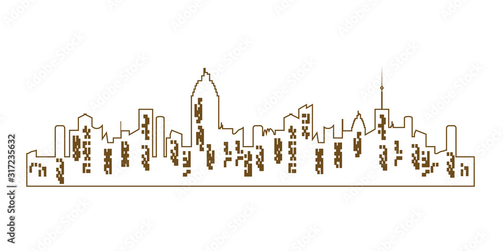 Obraz premium city silhouette. Night town on transparent background