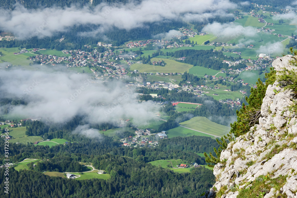 Fototapeta premium A view from a hiking path on Mt. Kehlstein, Germany.