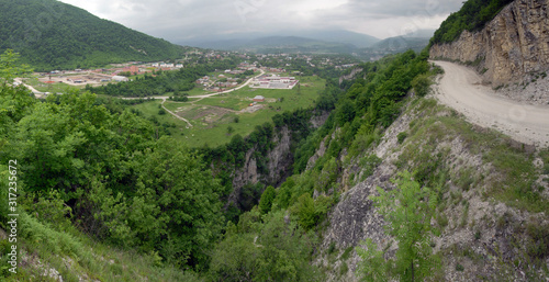 View at Shatoy town and Argun river gorge (canyon). Chechnya (Chechen Republic), Russia, Caucasus. photo