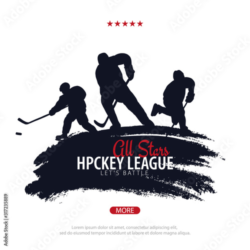 Ice Hockey banner with player and Stick.