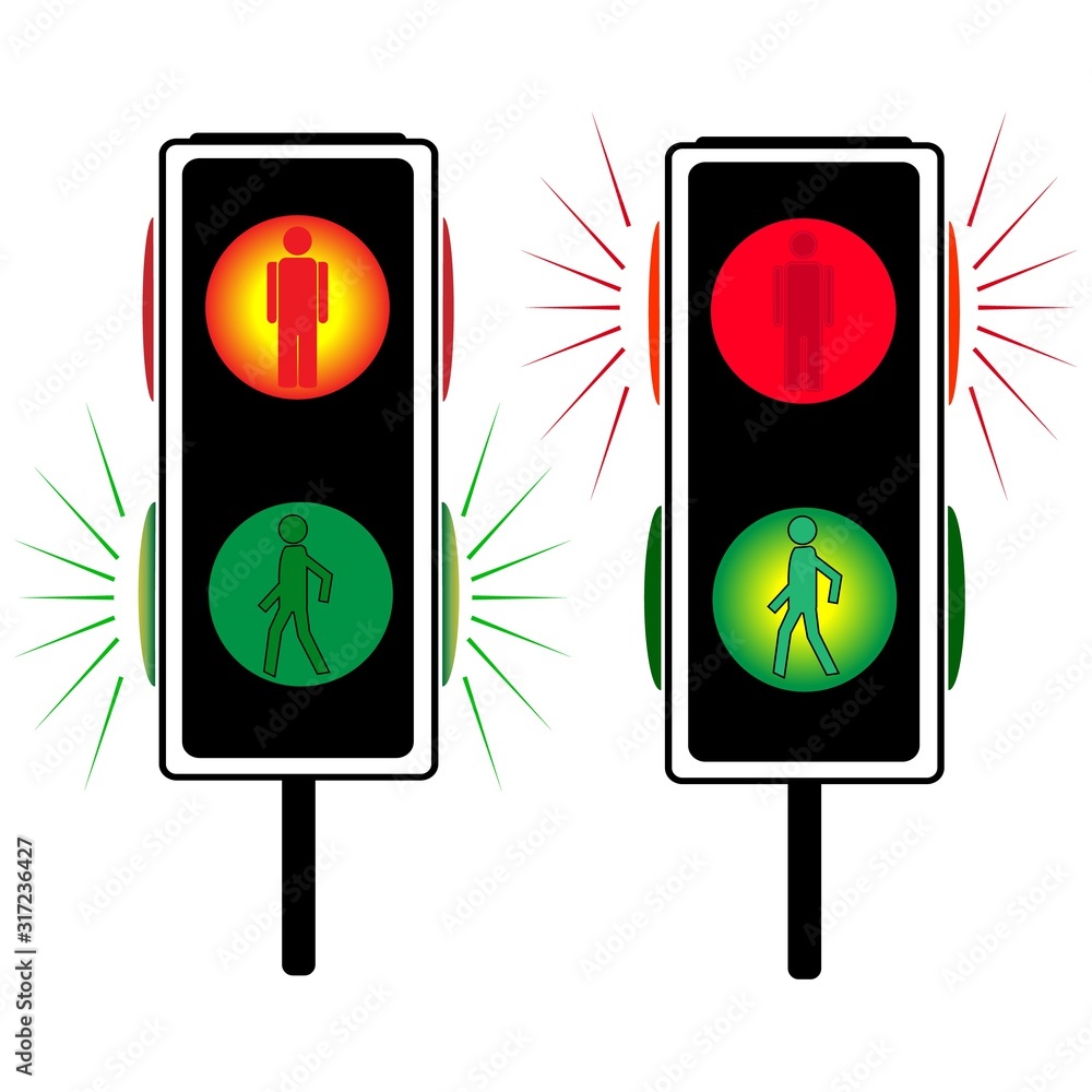 Stoplight set sign. Icon traffic light on white background Symbol regulate movement safety and