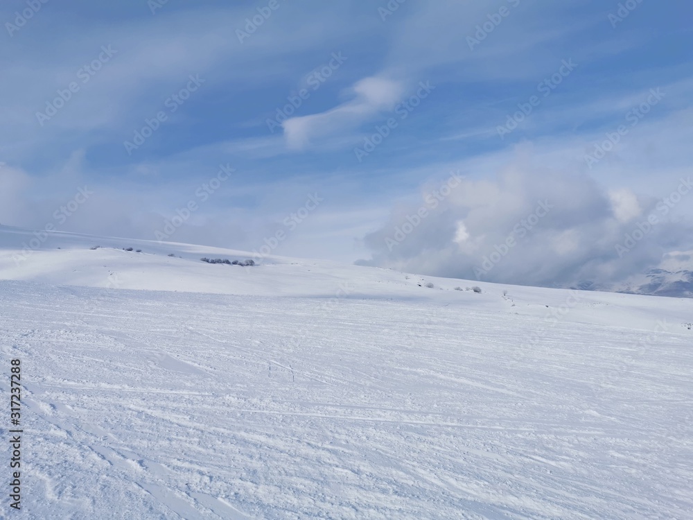 Mountains winter panoramic view