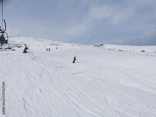 Skiing in the mountains