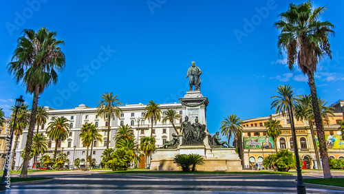 The Monumento statua Camillo Benso Conte di Cavour statue in Piazza Cavour