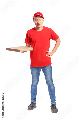 Asian worker of food delive...