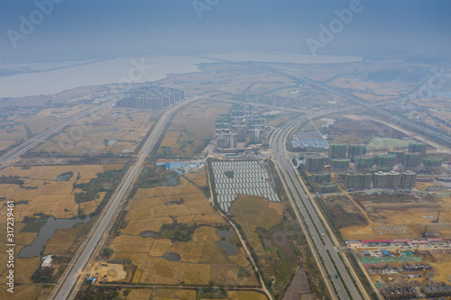Aerial photography bird-eye view of City