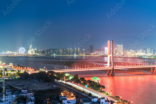 Canvas Print named bayi bridge in the night of shanghai china