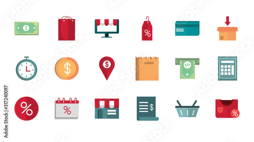 shopping business commerce trade online icon set