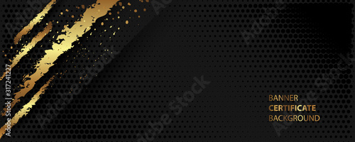 Naklejka Abstract art gold design black background universal dressing luminous shiny color golden