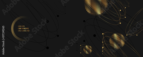 Abstract art gold design black background universal dressing luminous shiny color golden