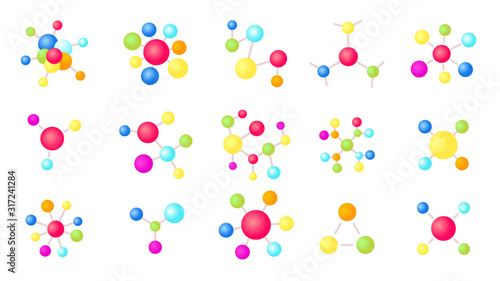 Vitamin 3d molecule. Multivitamin complex. Molecule of the substance. Vector icon set. Color gradient.