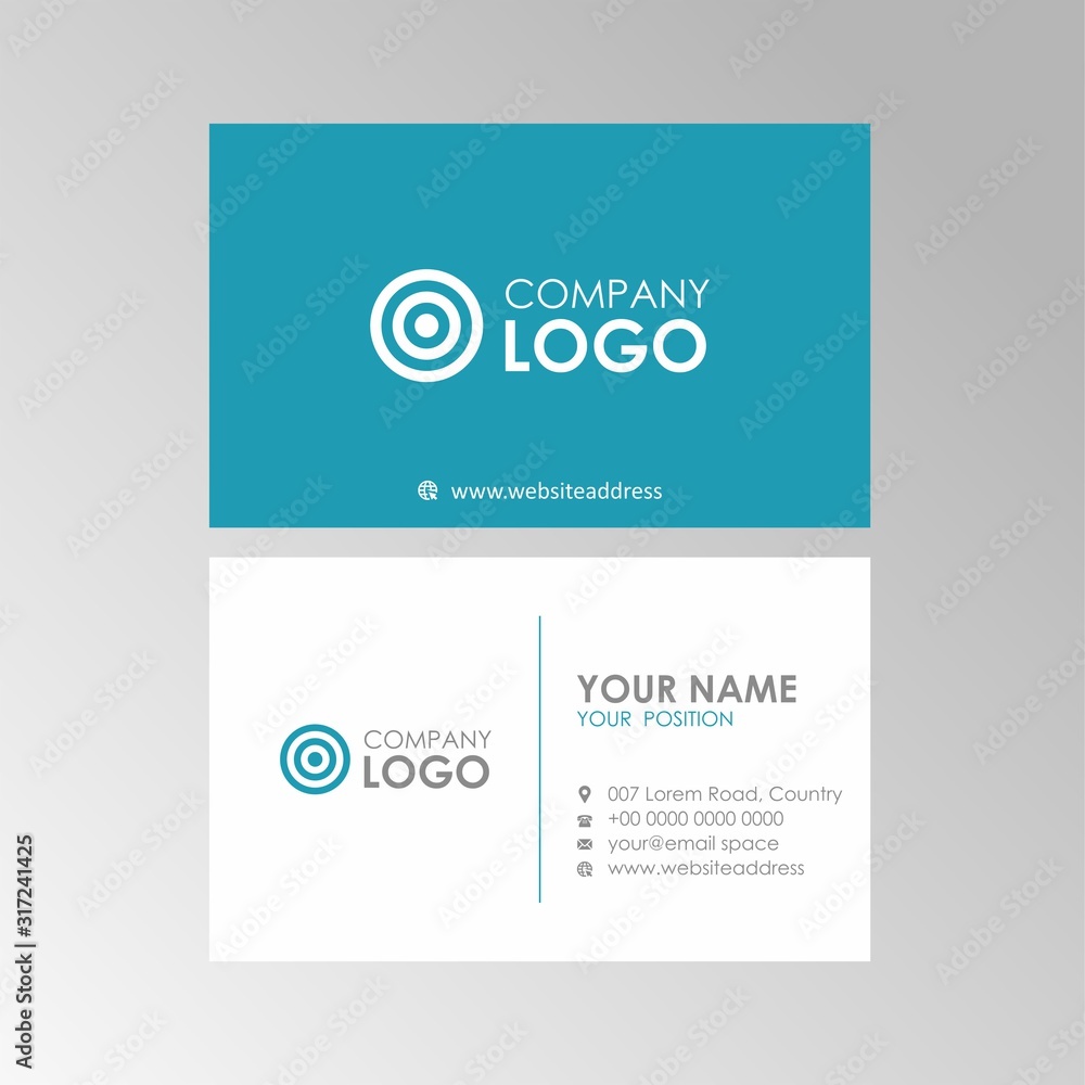Simple Clean Business Card Template Design With Blue and White Color, Professional Business Card Vector Editable Simple Clean Business Card Template Design With Blue and White Color, Professional Business Card Vector Editable