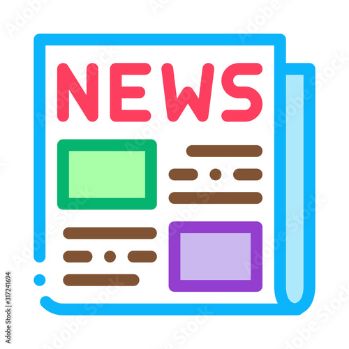 News Newspaper Icon Vector. Outline News Newspaper Sign. Isolated Contour Symbol Illustration