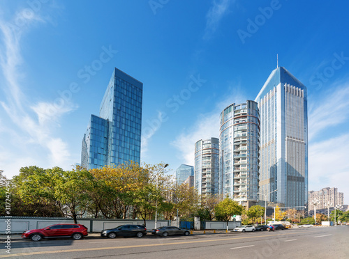 Photography modern cityscape and road of Hongkong