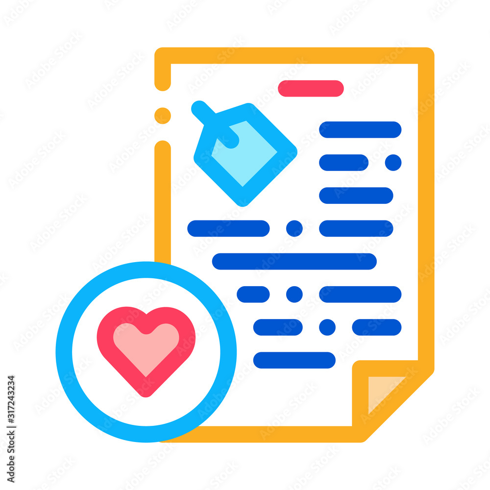 Document Heart Icon Vector. Outline Document Heart Sign. Isolated Contour Symbol Illustration Document Heart Icon Vector. Outline Document Heart Sign. Isolated Contour Symbol Illustration