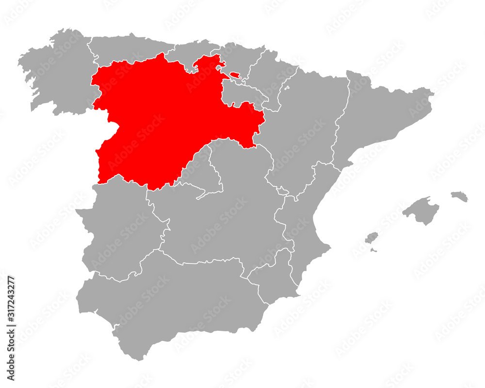 Karte von Kastilien und Leon in Spanien Karte von Kastilien und Leon in Spanien
