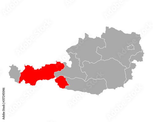 Karte von Tirol in österreich