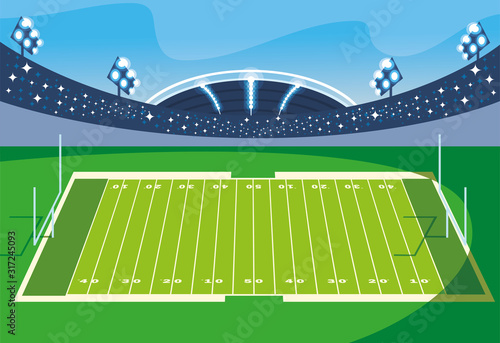 football stadium with lights, soccer game american