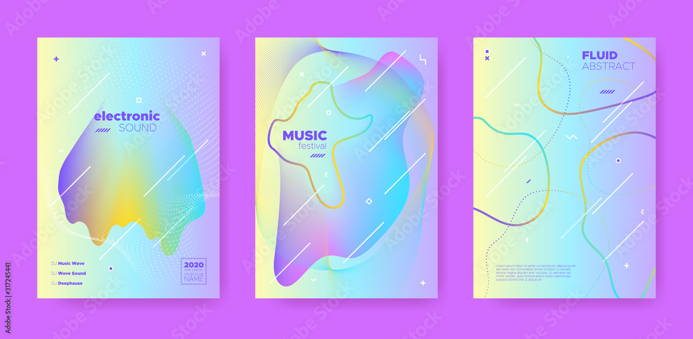 Fototapeta premium Techno Music Poster. Abstract Gradient Shape. 