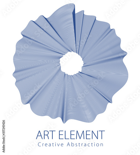 Round smooth linear frame of wavy lines. Vector abstract artistic beautiful background with copy space for text.  Isolated over white background.