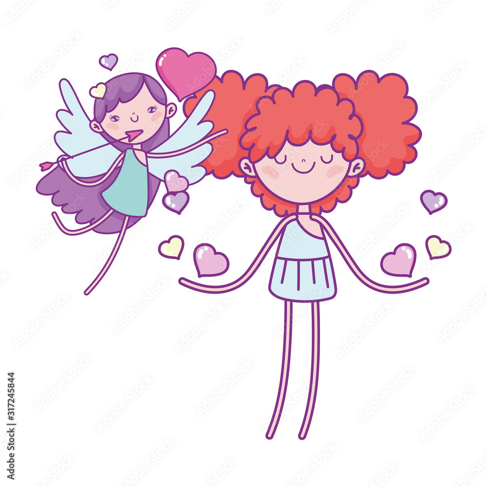 happy valentines day, cute cupids with hearts love wings arrow romantic happy valentines day, cute cupids with hearts love wings arrow romantic