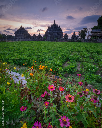 Beautiful Sunset at Plaosan Temple, Klaten - Central Java. HDR Processed photo