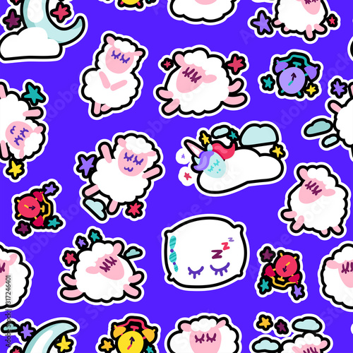 Bedtime, good night sleep vector seamless pattern