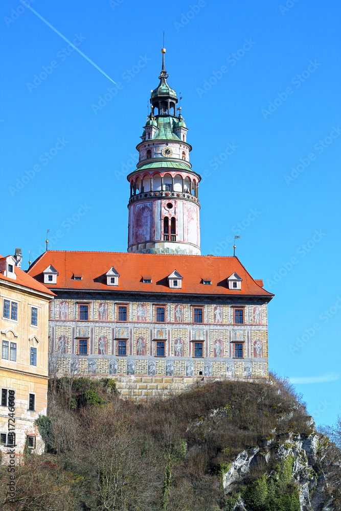 Cesky Krumlov Castle Tower. South Bohemia, Czech Republik. Cesky Krumlov Castle Tower. South Bohemia, Czech Republik.