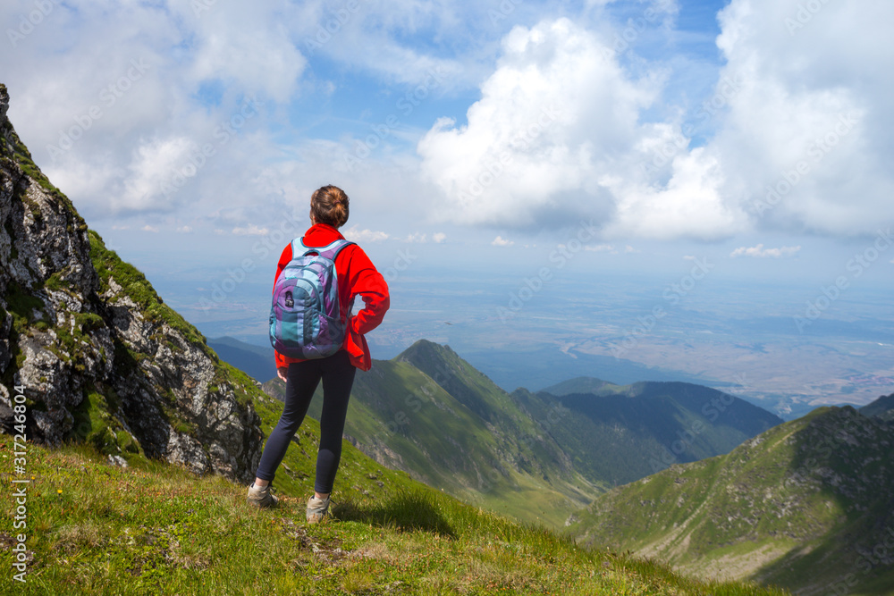 girl hiker on a path