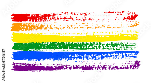 Grunge LGBT pride flag. Abstract rainbow flag texture hand drawn with a ink. Vector Multicolored background