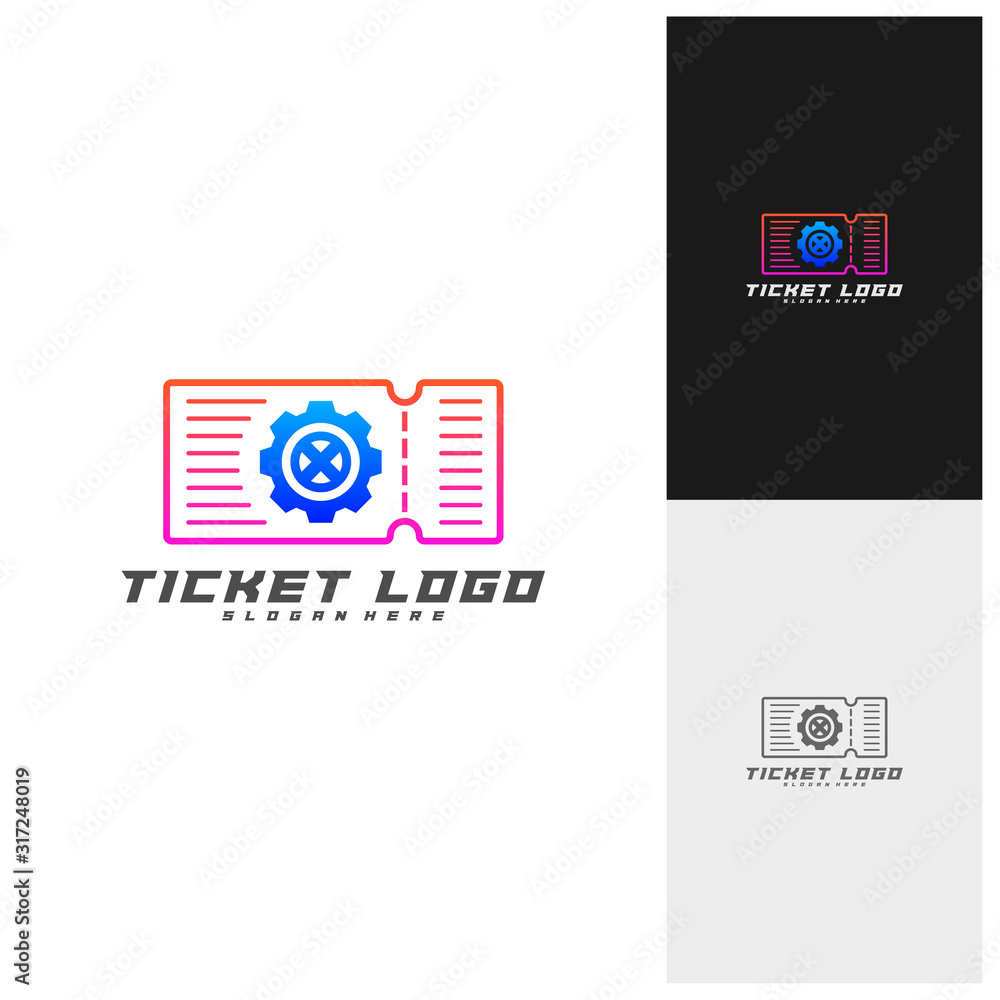 Ticket with Gear Logo Template Design Vector, Creative design, Icon symbol Ticket with Gear Logo Template Design Vector, Creative design, Icon symbol