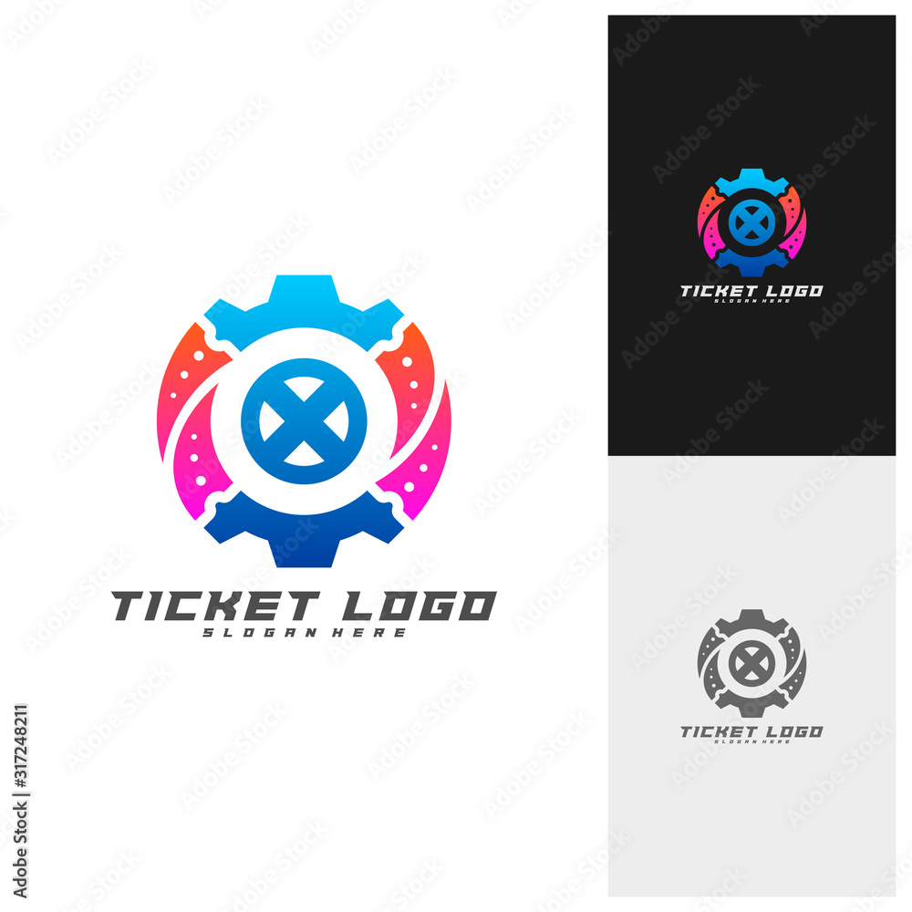 Ticket with Gear Logo Template Design Vector, Creative design, Icon symbol Ticket with Gear Logo Template Design Vector, Creative design, Icon symbol