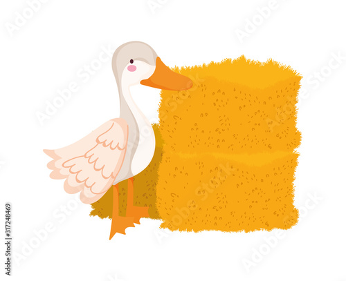 goose hay stack farm animal cartoon