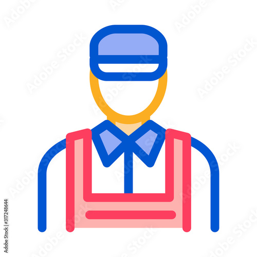 Car Repairman Icon Vector. Outline Car Repairman Sign. Isolated Contour Symbol Illustration