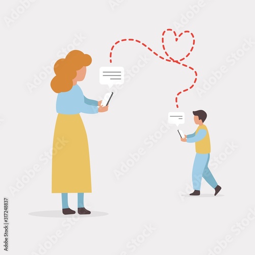 Wallpaper Mural Man and woman talk about love concept illustration. Social network communication. Dating app. Virtual relationship.  Torontodigital.ca