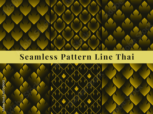 Seamless Pattern, Golden Thai Art