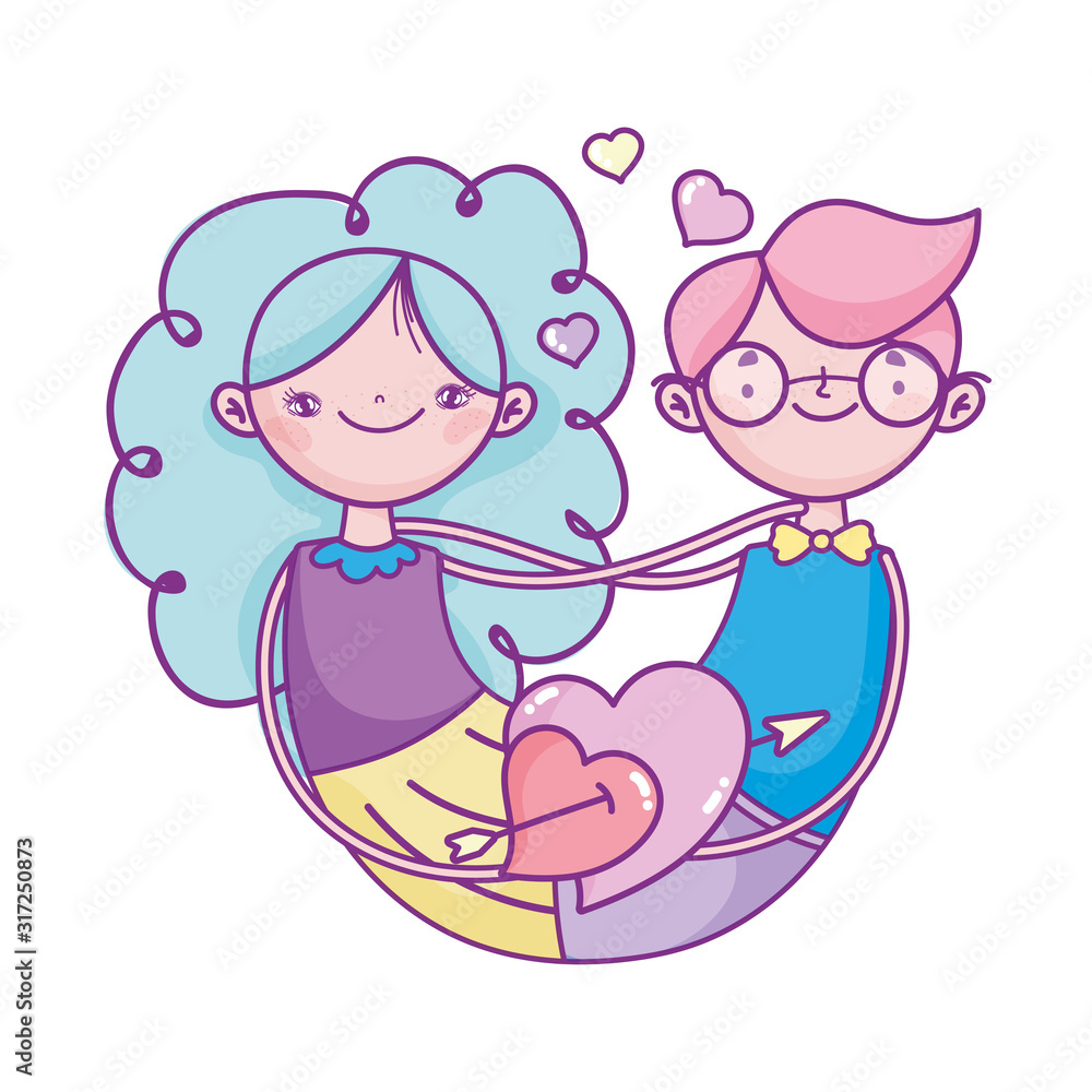 happy valentines day, united couple hearts with arrow cartoon happy valentines day, united couple hearts with arrow cartoon