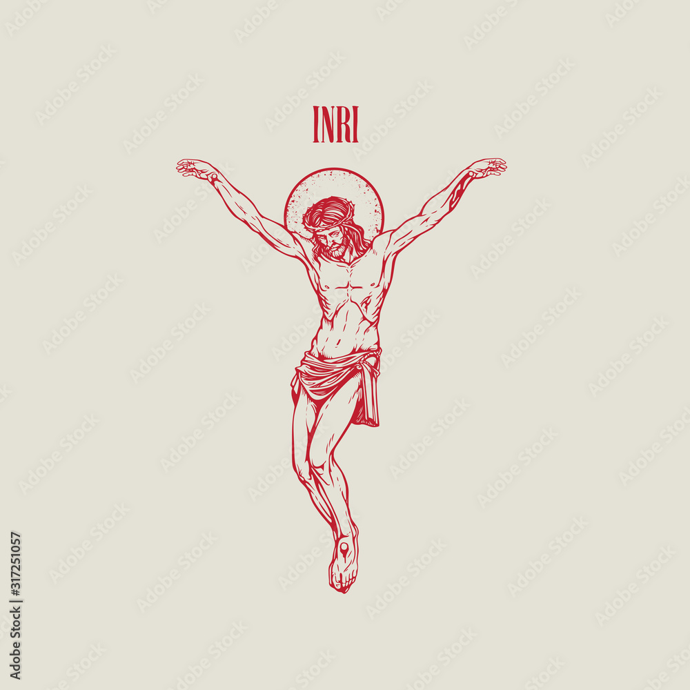 Vector illustration on a religious theme with a crucifix and ...