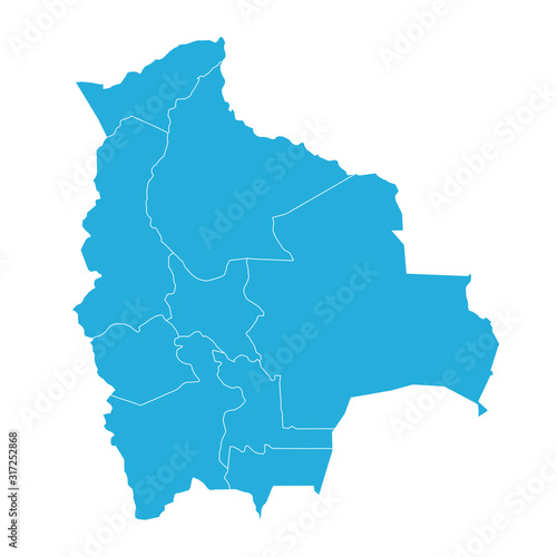 Bolivia political map highlighted blue and white outline. Perfect for backgrounds  backdrop  business concepts  label  sticker  chart  poster and wallpapers.
